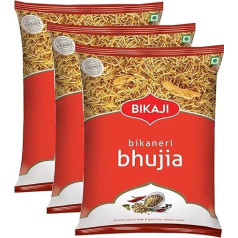 Bikaji Bhujia Snack 200 g – Aslee Bikaneri Namkeen Anytime Snack-Beutel, traditionell, indisch, salzig, knusprig, 3 Stück