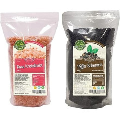 Eat Well Mixed Peppercorn Blend 12 oz Peppercorn Medley, Premium Black, White, Green and Pink Peppercorns, Whole Rainbow Product of Punjab Pakistan (500 & 1 kg, Peppercorn Mix & Salt)