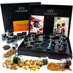 Hallingers Apologies - 12 Types Tea Gift Set for Apology, Vegan & Gluten Free in Screw Jars (Set) - Gift in Summer & as a Perfect Barbecue Gift | Birthday Congratulations Recovery