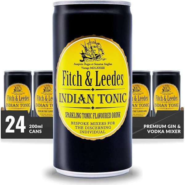 Fitch & Leedes Indian Tonic Water (24x200ml) / Erfrischendes Tonic Water / Südafrika / Toll zum Gin [würzig, spritzig, elegant] (Einweg Dosen Preis incl. 6,00 € / 24 x 0,25€ DPG Einwegpfand