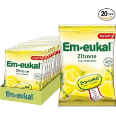 Em-eukal Cough Lozenges Lemon with Vitamin C, Sugar-free & Lactose Free, Menthol Note Lozers, 20 x 75 g