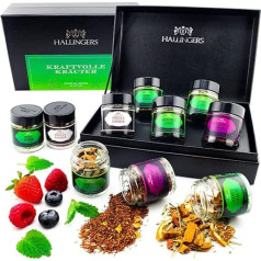 Hallingers Powerful Herbs – 5 Types Tea Gift Set Vegan, Herbal Tea in Screw Jars (Set) – Fill Advent Calendar Novelties & Advent Calendar | Birthday Congratulations Get Well Thank You Friend