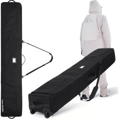 TeamObsidian Ski Bag up to 175 cm / 190 cm Skis with Wheels - Ski Bag for 175 cm Alpine or Cross-Country Skis - Made of Waterproof 600D Oxford Polyester - Ski Bag - Robust Ski Cover