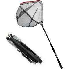 Senston Landing Net Fishing with Telescopic Pole Handle, Foldable Nylon Fishing Landing Net for Kayak, Salmon, Catfish, Bass, Trout, Easy to Catch and Release