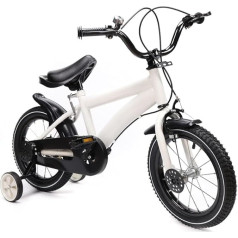 AOOUNGM 14 Inch Children's Bicycle Carbon Steel Children's Bicycle Outdoor Sporty Children's Bikes Height Adjustable Bicycle Double Brake Mode with Stabilisers, from 3-6 Years Children, White
