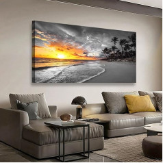 Ocean Wall Art Bedroom Wall Decor Living Room Beach Canvas Wall Art Office Farmhouse Painting Artwork Modern Sunset Palm Tree Black White Sea Coast