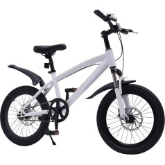 RUETERY Children's Bike, Girls' Bicycle 18 Inches, Mountain Bike with Electric Torch and Tyre Pump, Mountain Bike for Girls and Boys from 5 Years, 18 Inch Children's Bike MTB, White/Black