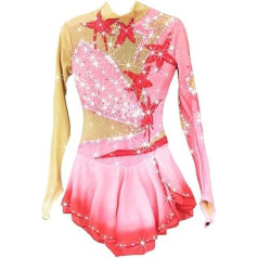PONNYC Figure Skating Clothing Girls Colourful Rhythmic Gymnastics Jersey Wear Halo Colours Ice Skating Competition Skirt Shiny Crystal Roller Skating Outfit