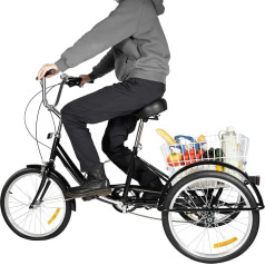 Tenddya Tricycle for Adults, 20 Inch Adult Tricycle 8 Speed Tricycle Cruiser Bicycle with Shopping Basket, Seniors Tricycle for Recreation, Shopping, Picnics, Black