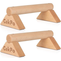 Wooden Push Up Handles Non-Slip Base for Home Exercise Equipment, 2 Wooden Parallettes Bars for Men and Women, Strength Training, Planks Calisthenics Fitness (Beechwood)