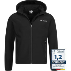 Kirkjubøur® Hestur Men's Softshell Jacket 10,000 mm Hydrostatic Head with Hood and Fleece Lining, Breathable and Water-Repellent with Stand-Up Collar, Outdoor