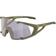 ALPINA Hawkey Q-Lite V - Photochrome, Shatterproof & Anti-Fog Sports & Cycling Glasses with 100% UV Protection for Adults, Olive Matt, One Size