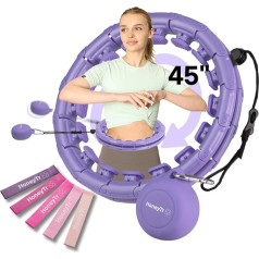 HoneyTr Effective Home Training with Smart Weighted Hula Hoop & Resistance Band - Adjustable Size, Suitable for Abdominal & Hip Exercises, Ideal for Waist Sizes 63.5 - 114.4 cm, Perfect