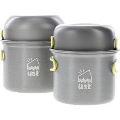 UST Duo Cook Kit with Lightweight, Compact, BPA-Free, Anodized Aluminium Construction for Camping, Hiking, Emergency and Picnics