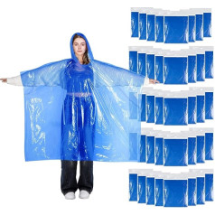 Berlune Einweg-Regenponchos für Erwachsene, Notfall-Ponchos, Familienpackung mit Kapuze, wasserdichter Regenmantel, 40 Stück