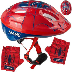 Spiderman Children's Helmet / Bicycle Helmet + Cycling Gloves Set Including Name Size 52-56 Approx. 3 to 15 Years Adjustable Sizes Adjustable / Grows with German TÜV Approved