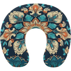 YJWANDL Reisekissen aus Polyester, Vintage-Mandala-Blumendruck, Mehrzweck-Reisekissen, Stressabbau-Kissen, U-förmiges Kissen, Memory-Schaum-Kissen, Stil