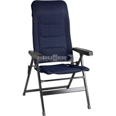 BRUNNER SMALL Rebel Pro (S-M-L) Folding Chair for Camping, Garden, Patio, Aluminium, 5 Positions Adjustable, Up to 150 kg, High Back, Black or Blue, Dark Blue