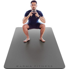 Karma Fitness Large Exercise Mat - Extra Wide and Extra Thick Yoga Mat (183cm x 80cm x 10mm) TPE Fitness Mat with Free Carry Straps Perfect for HiiT Home Workout and Pilates 