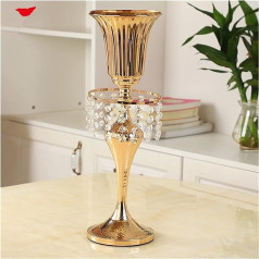 NZpost Elegante Vase, 50 cm, Elegante Metallvase, goldfarben, Hochzeit, Kristallkandelaber, Metallleuchter, Blumenschale für Hochzeit, dekorativ
