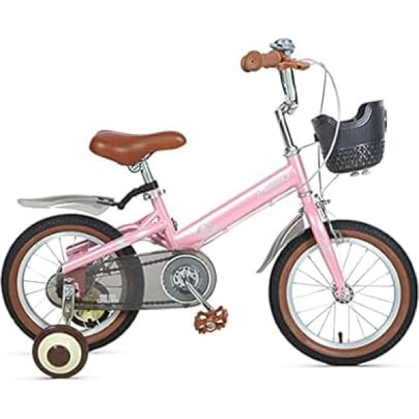 SilteD Kids Bike with Handbrake and Basket for Girls 3-9 Years Old 14/16/18 Inch Youth Bike with Stabilisers and Mudguards, Kids Bike (Color : Pink, Size : 16