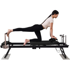 Generic Foldable Pilates Reformer Device for Home Studio, Pilates Home Training System, Cardio Fitness Rebounder, Pilates Reformer Training Device for Home Gym, Black