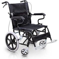 QUIRUMED Folding Wheelchair for Transport, Folding and Removable Footrest, Seat Belt, Brakes on Handles, Up to 120 kg