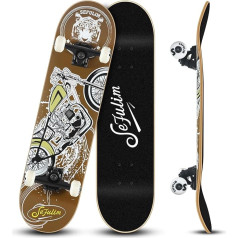 Sefulim Adult Complete Skateboard 31 x 8 Inches with ABEC-7 Bearings 7 Layer Maple for Beginners Children and Adults