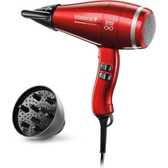 Valera Swiss Power4ever eQ Professional Ion Hair Dryer Durable and Powerful Digital Motor Sanify Air Purification Intelligent Airflow Diagnostic 2400 Watt Red