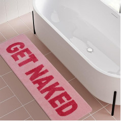 Ragelion Get Naked Bath Mat Bath Mat Black Pink Bathroom Rug Bath Rug Non-Slip Washable (Pink, 150 x 50 cm)