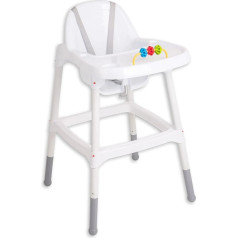 Stella Trading Dejan Baby High Chair in White, Grey - Safe Children's Chair with Armrest for a Comfortable Sitting Position - 55 x 91 x 63 cm (W x H x D)