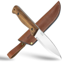 BPS Knives B1 CSH - Bushcraft Knife with Leather Sheath - Camping Knife - Outdoor Carbon Steel Knife with Continuous Blade - Handmade Storage Knife - Survival Tactical Knife