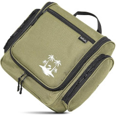 NAFUDO Toiletry Bag Large Hanging Toiletry Bag Premium Production Wash Bag & Beauty Case with Mirror and Extra Compartments – Choice of Colours, olive palm tree, Bag