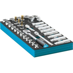 HAZET Steckschlüssel-Satz 163-483/33 I Vierkant 3/8 Zoll I Außen: Sechskant-Tractionsprofil I Innen: Sechskant Profil I 33 teilig