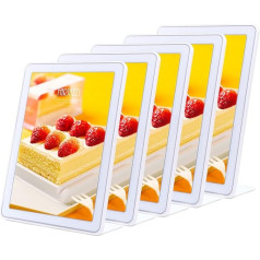 GUOKOFF A5 DIN Stand Table Stand Oblique, L Stand Stand (5 Pieces, White) A5 Advertising Stand L Stand Menu Card Holder for Restaurant Menus Office Advertising Place Cards Photo Frame
