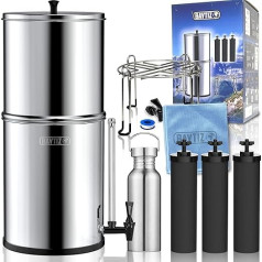 BAYTIZ | Gravity Water Purifier 8.5L - Water Filter, Faucet & Rain, Activated Carbon, Compatible with Berkey - Water Filter Fountain, Camping & Survival, Dispenser, Filter, Tank British Water