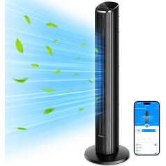 GoveeLife Intelligent Quiet Tower Fan, 75° Oscillating Fans with App and Voice Remote Control, 6.3 m/s Speed, 8 Speed Levels, 5 Modes, 24 Hour Timer, with Cooling