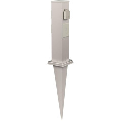 ledscom.de Polly garden socket column with ground spike for outdoor use, 3-way, smart home, stainless steel, square, 38 cm