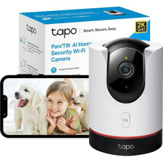 Tapo 2K 4MP QHD Indoor Camera, Pan/Tilt Live View WiFi Surveillance Camera, 360° Panaroma Coverage, AI Detection, CCTV Camera, 2-Way Audio, Night Vision, Cloud and SD Card Storage