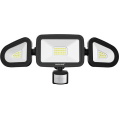 MEIKEE 42 W LED Spotlight with Motion Sensor Outdoor 3600 LM Outdoor Spotlight IP66 Waterproof LED Floodlight 6500 K Three Head 180° Adjustable LED Headlight for Garage Garden Patio Yard