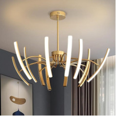 120 W Dimmable Chandelier Ceiling Lamp Living Room Modern Pendant Lights with Rotating LED Lamp Body, Gold 3000-6000 K Lamp, Ceiling Light Hanging for Living Room, Bedroom, Dining Room, φ1100 x H580