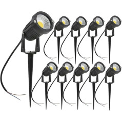 5 W COB LED Garden Spotlight with Ground Spike for Outdoor Use in Black IP65 Waterproof Outdoor Garden Pond Park Landscape Warm White/Cool White 85-265 V, Pack of 10 (Cool White)