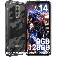 DOOGEE Blade 10 Outdoor Mobile Phone Android 14, 9GB + 128GB/2TB TF Outdoor Smartphone, 10.7 mm Ultra Thin Construction Site Mobile Phone, 6.56 Inch HD+ 90 Hz Outdoor Mobile Phone Without Contract,