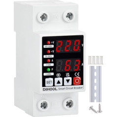 DIHOOL Overvoltage Protection DIN Rail and Low Voltage Protection AC 230 V 1-63 A Adjustable Current Overload Protection 8.8 KVA Voltage Protection