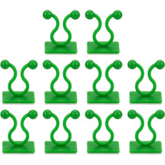 QUARKZMAN 100 Plant Climbing Wall Mounting Clips, Self-Adhesive Hooks for Wire Attachment for Indoor and Outdoor Decoration as well as Cable Attachment (Green, 8 mm / 0.31 inches)