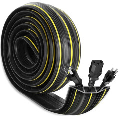 TOKPLNU Floor Cable Cover 2M Heavy Duty Black Floor Cable Protector with 3 Large Cable Channels Flexible PVC Wire Cover Rubber Cable Protector for Outdoor Office Home Warehouse Garage