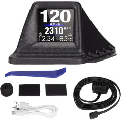 Multifunction Car HUD Display, Head Up Display Dual Mode OBD GPS HUD Gauge 4 Alarm 8 Display Interface for Vehicles