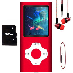 Hotechs MP3 Player MP4 Player MP3 Player with 32GB Memory Card (Red)