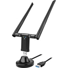 WLAN Stick 1200Mbit/s, WLAN Adapter DualBand 867Mbit/s (5GHz), 433Mbps (2.4GHz) Wireless Adapter with 5dBi Antenna and USB 3.0 Docking Station for Desktop Laptop PC Windows/Mac OS