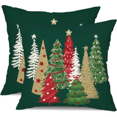 DFXSZ Christmas Pillow Covers 18 x 18 Inch 2 Pack Christmas Tree Decorative Green Throw Pillows Winter Christmas Decoration for Home Couch 50